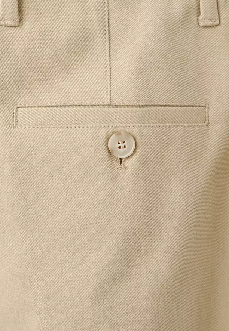 Straight-Leg Pleated Denim Trousers