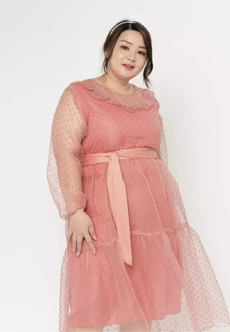 Plus Size Dress Valencia Coral Pink