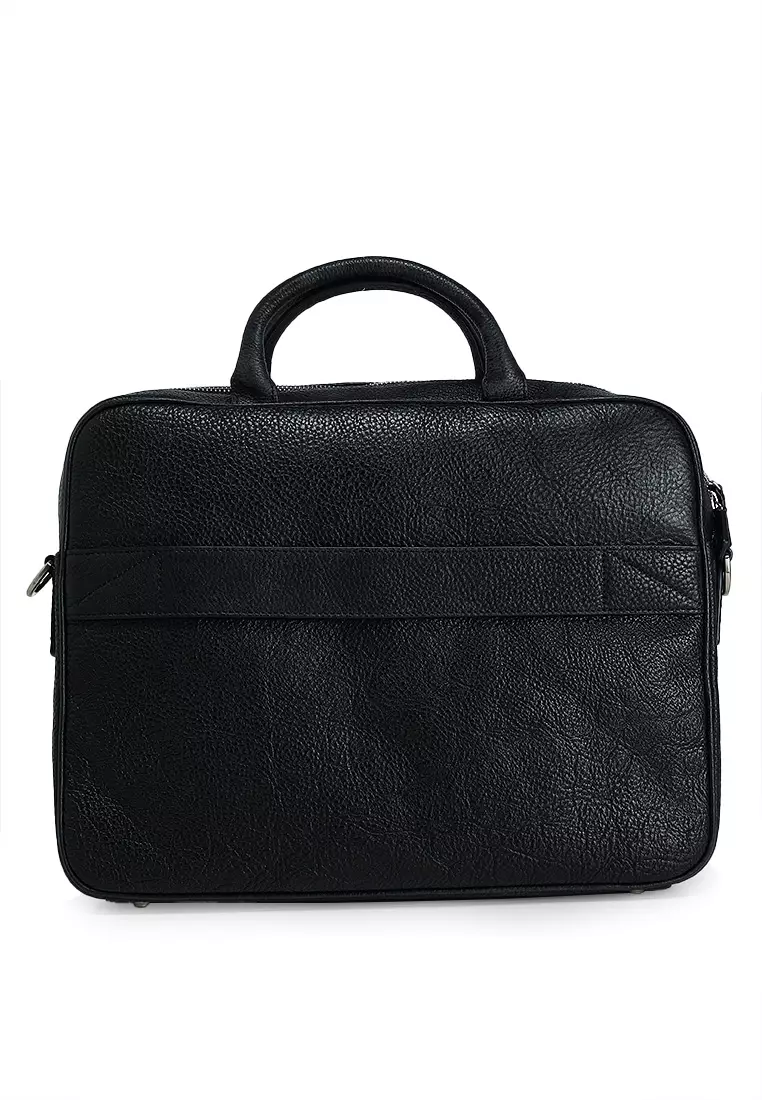 black nylon and leather briefcase