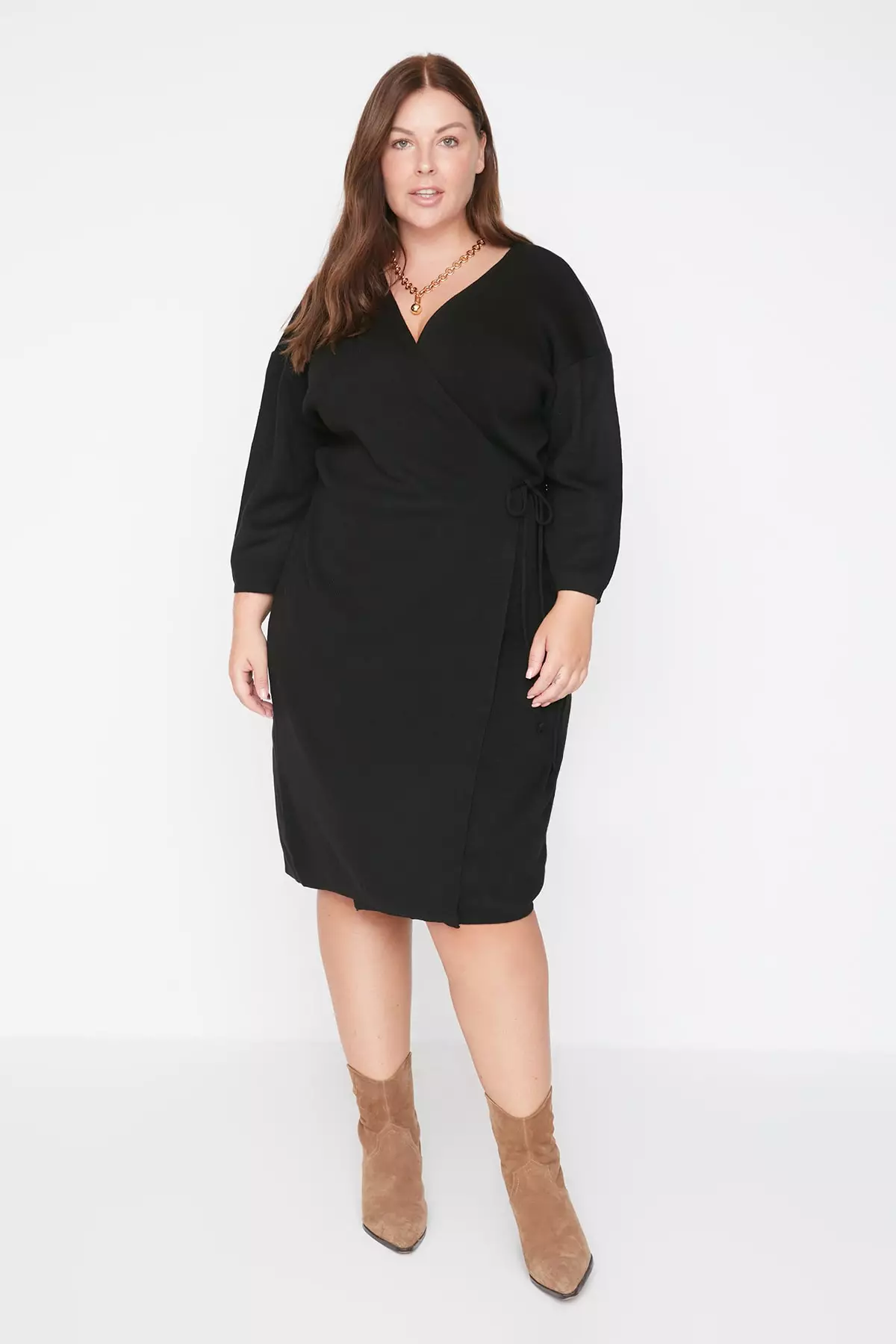 Plus size black sweater dress online