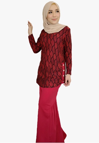 Lace Kurung Moden from Zoe Arissa in Red