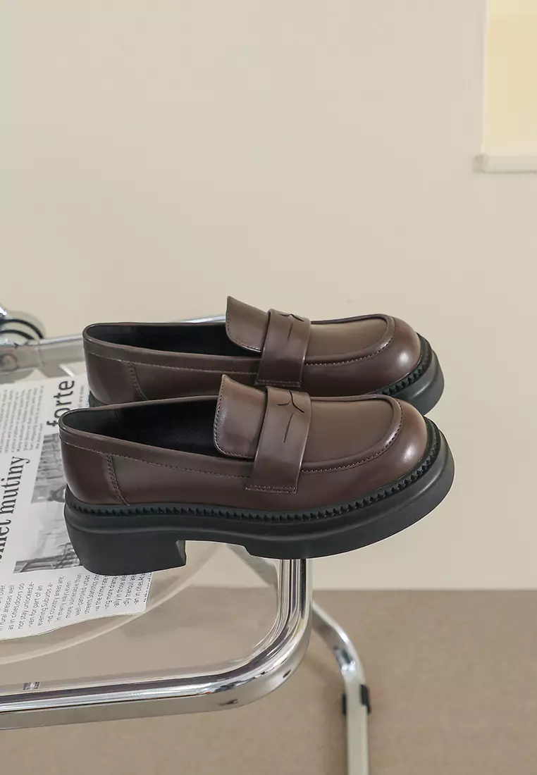 Platform Penny Microfiber Leather Loafers WW969-1