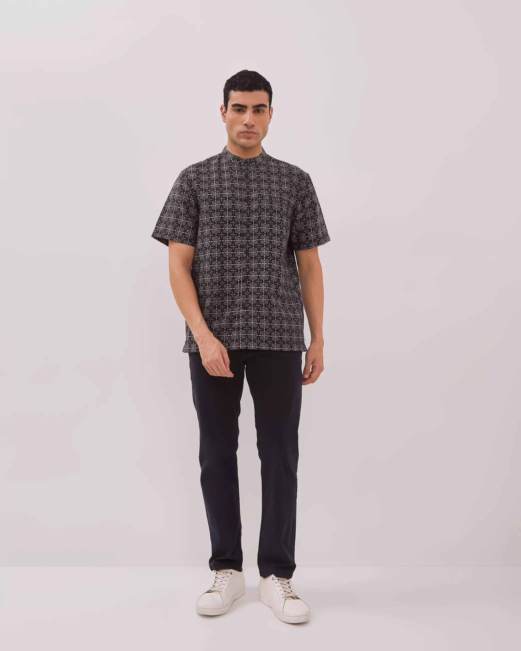 AMK Kemeja Koko Pria Lengan Pendek KK BB Haddar Ss Black