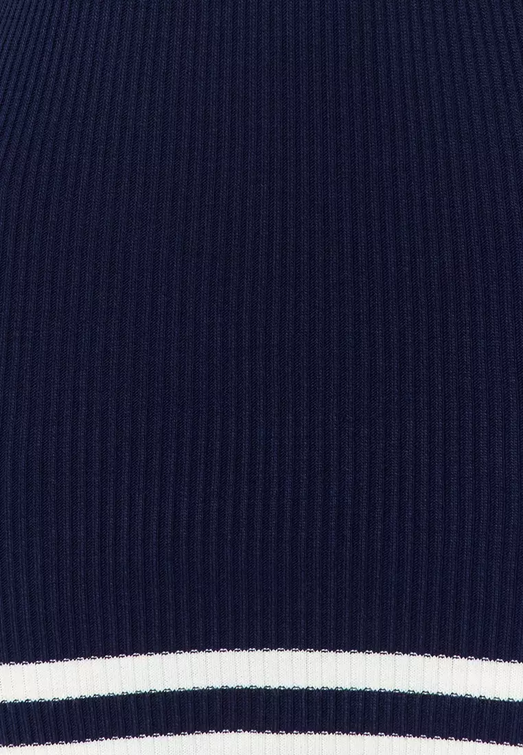 Sweater Dress With Striped Hem