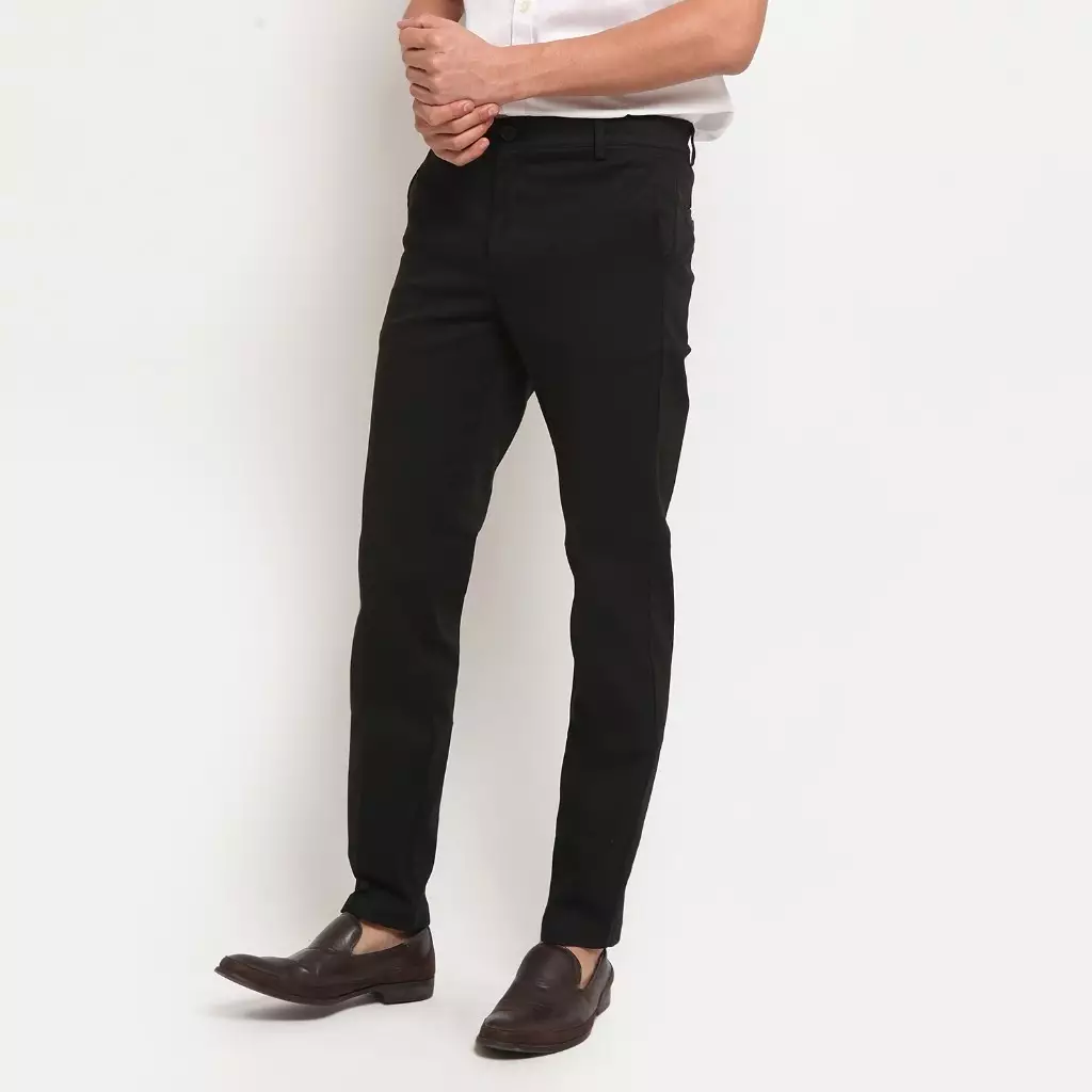 Schoeller Celana Chino Pria Slim Fit Panjang Katun Formal Kasual Warna Black – SANDRO
