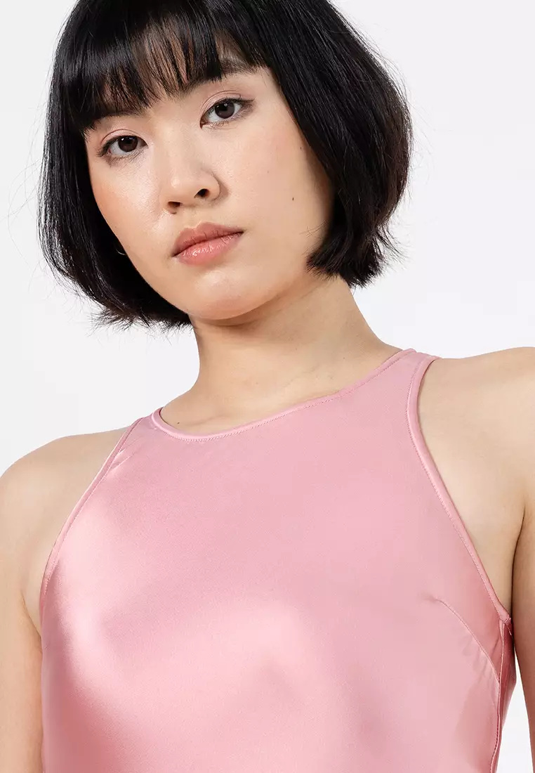 Sleeveless Satin Midi Dress