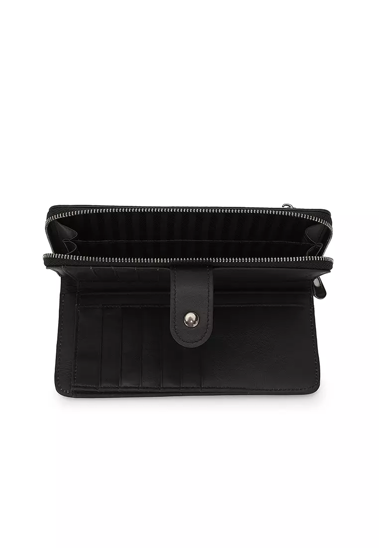 Unisex Genuine Leather RFID Blocking Wallet - Black