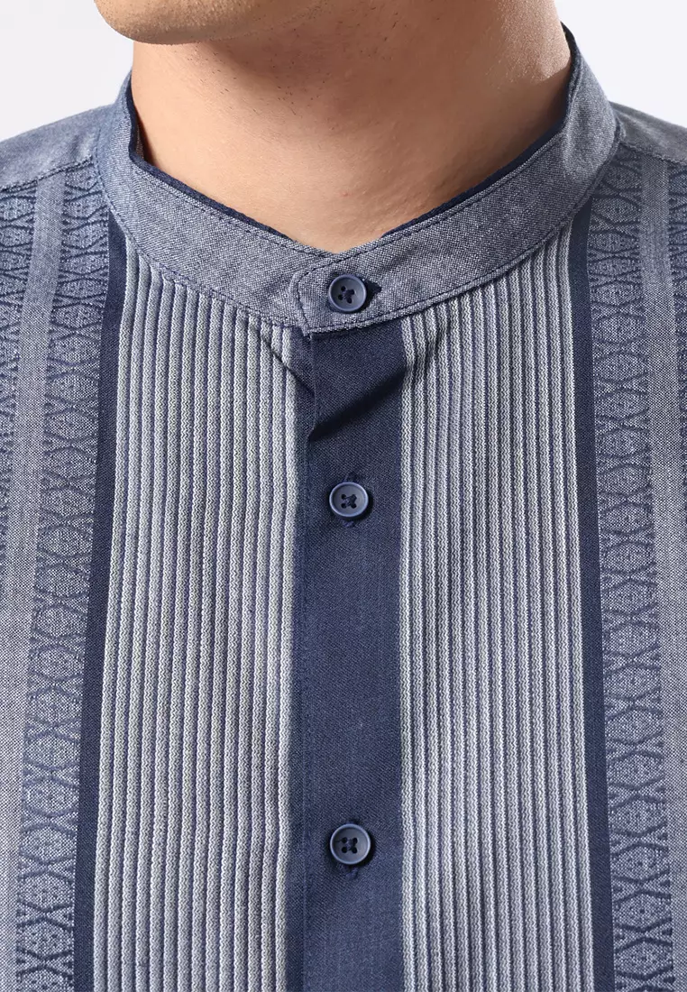 Kemeja Koko Pria Lengan Pendek Baju Muslim Pria IKRAM LIGHT BLUE