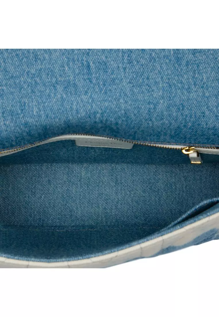 Pre-Loved Dior Medium Denim Tie Dye Macrocannage Caro Bag