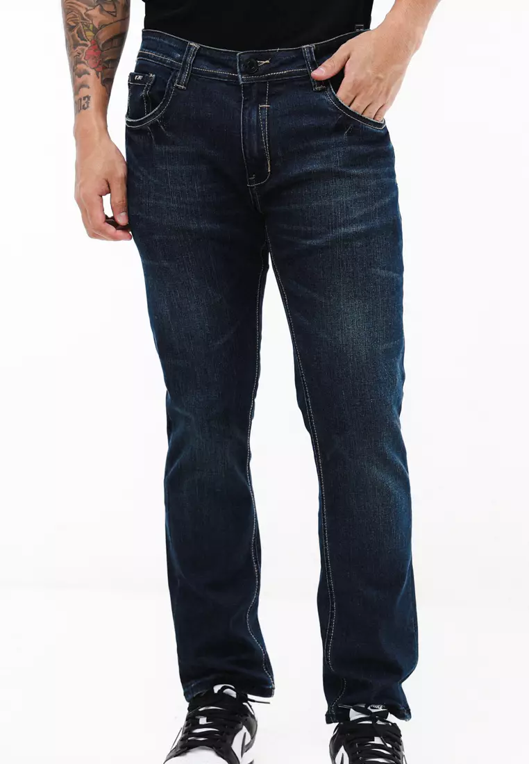 Denim Long Pants Slim Tapered Fit Stretch