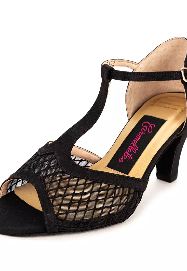 T-strap Mesh Heels Dancing Shoes