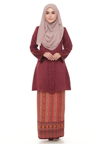 Kebaya Maya (Maroon) from Ms.Husna Apparel in Red