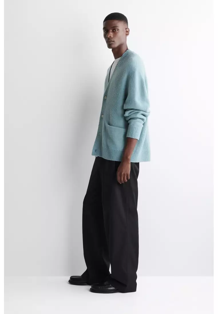 BRUSHED-WOOL V-NECK CARDIGAN