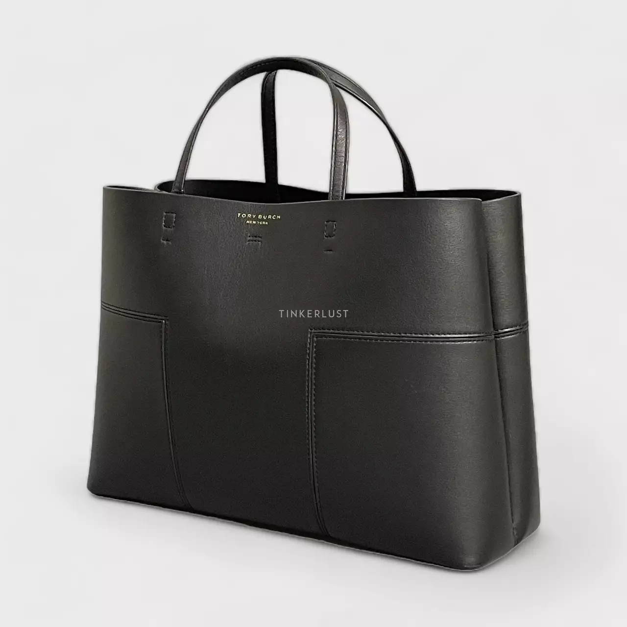 Tory burch block t tote black store