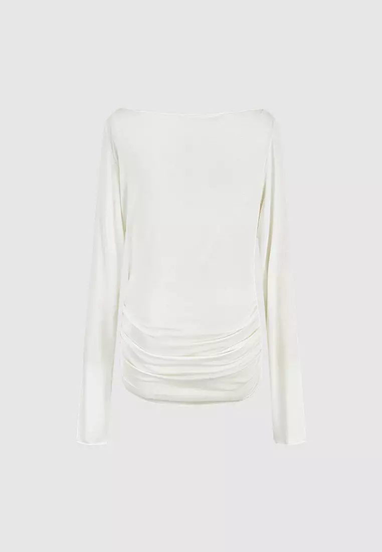 Cowl Neck Ruched Skinny Top