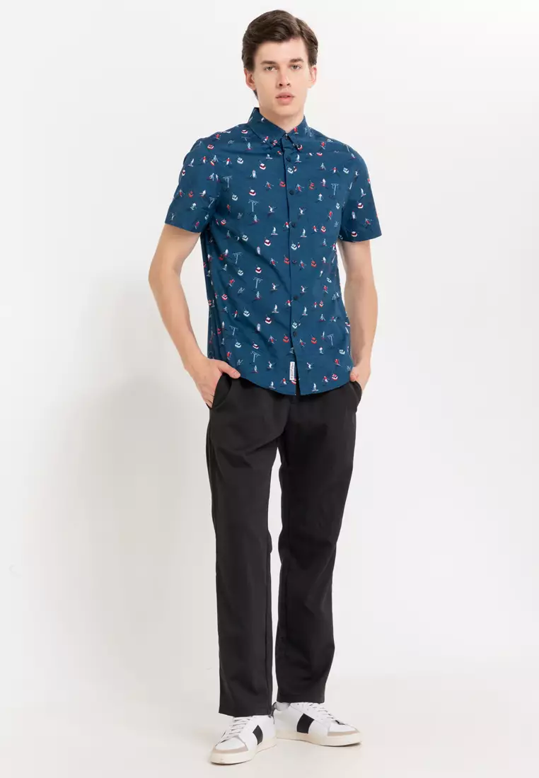 ShortSleeve Poplin AOP Skiers