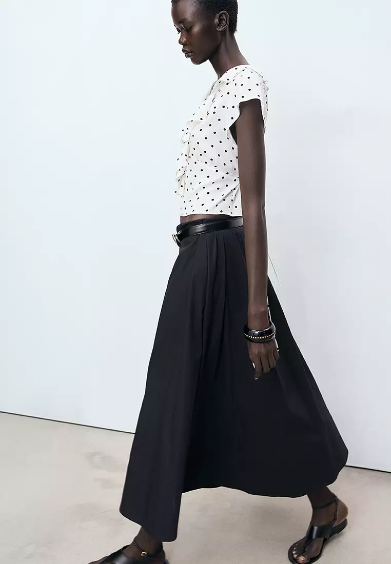 Polka-Dot Blouse With Ruffles