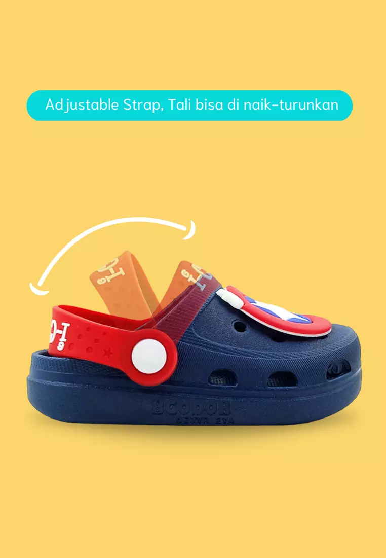 Wakakids Sandal Anak Laki Laki Slippers Karet Non Slip Model Baim Tali Belakang Karakter Dino Hijau Venhs