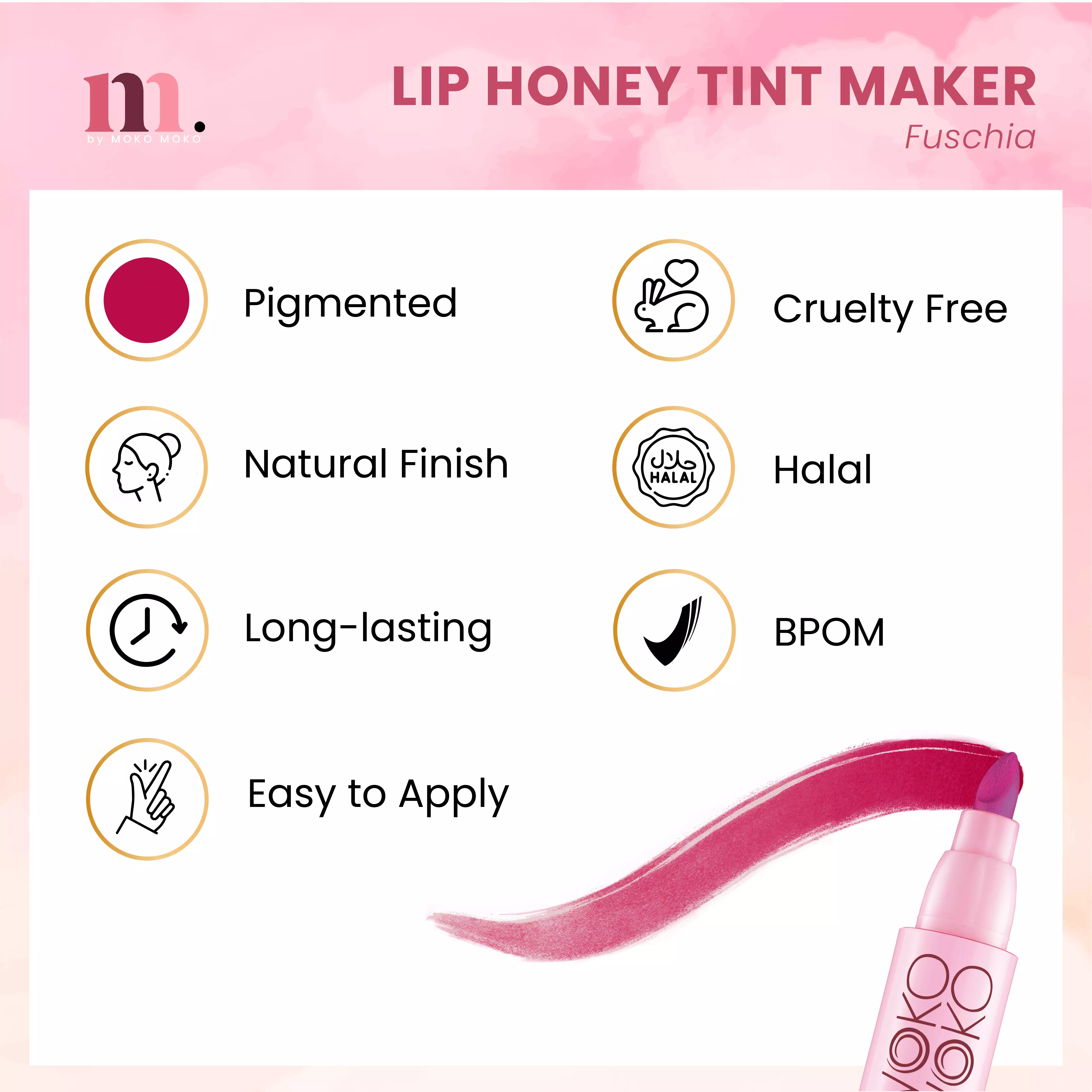 Moko Moko Lip Honey Tint Marker - Fuschia
