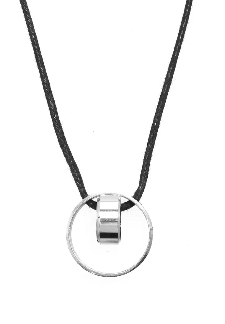 Ainsley Aksesoris Fashion Kalung Pria Wanita Necklace Tali Liontin Cincin Besar Material Alloy ORIGINAL - Silver