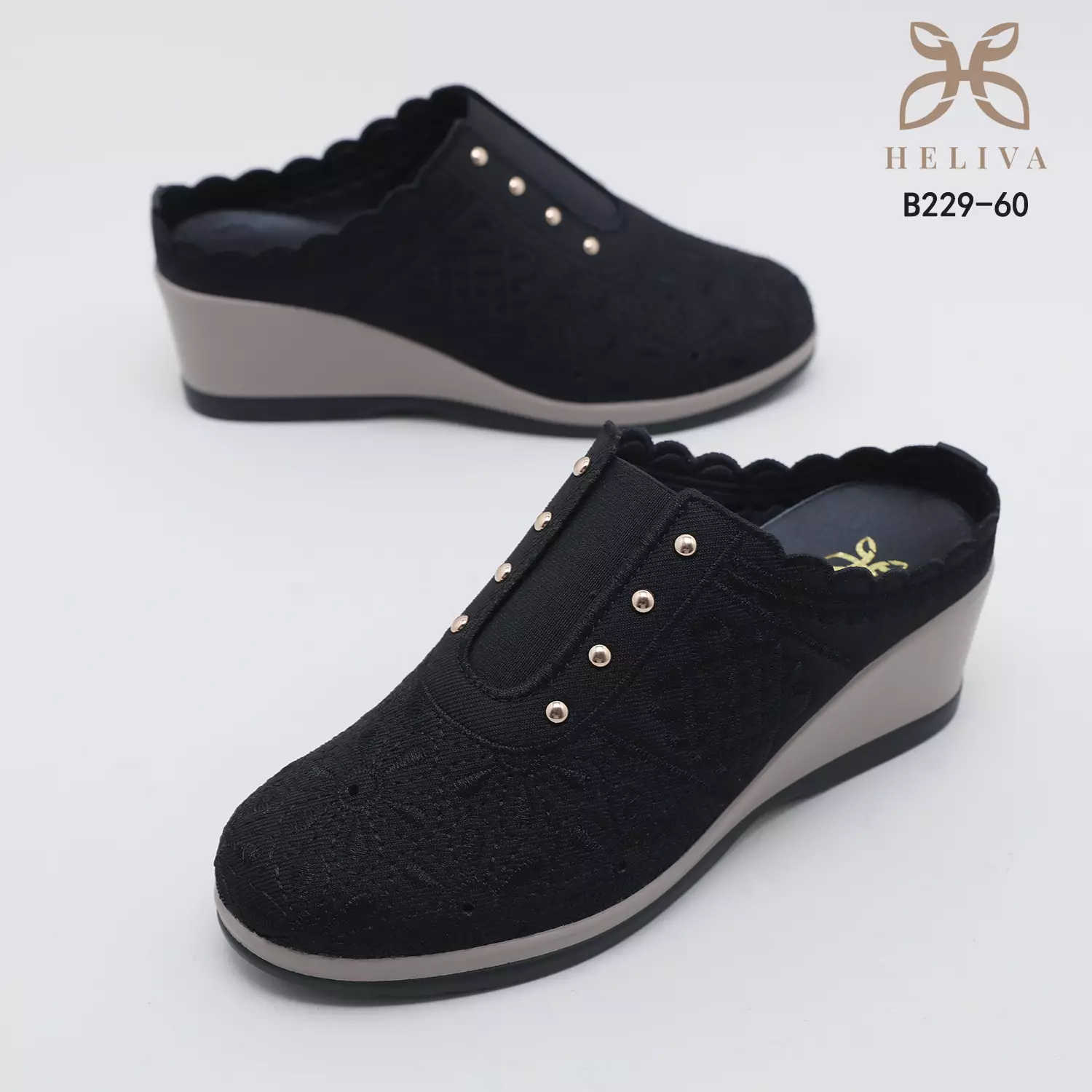 Heliva Jenaya Wedges Shoes Ladies Casual Knitted Flower Pattern