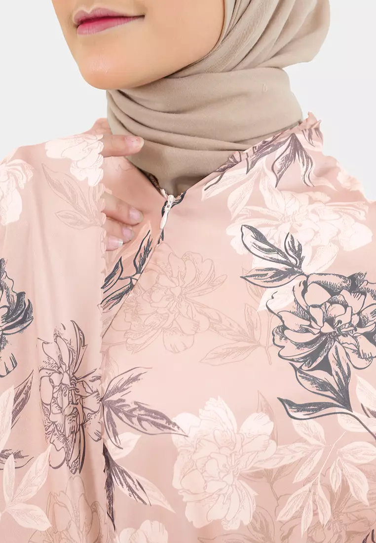 Kaffa Prayer Set | Mukena Silk Motif 2in1 - Coral Bloom