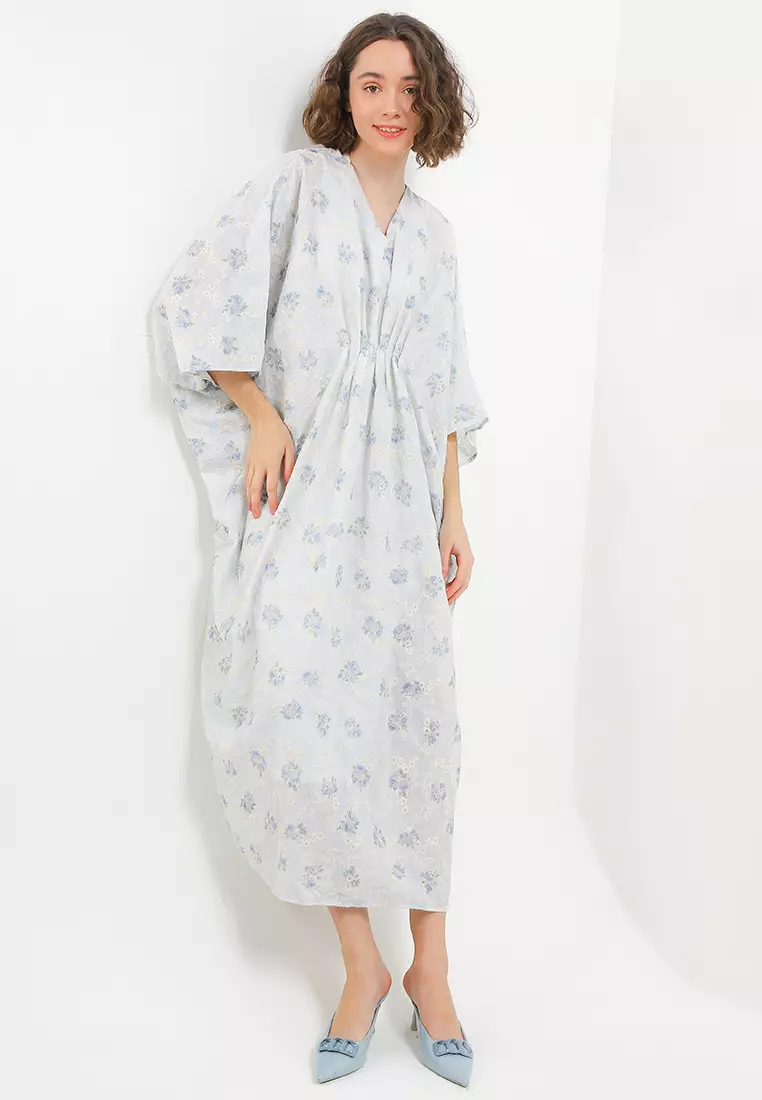 Jual Chic Simple Flo Print Emb Cotton Pleats Kaftan Original 2025 ...