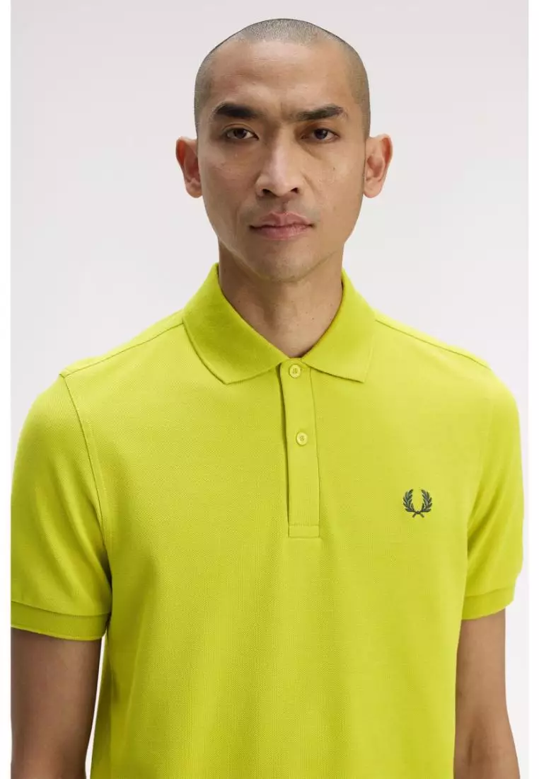 Fred Perry M6000 The Fred Perry Shirt (Tennis Ball Yellow / Ecru / French Navy)