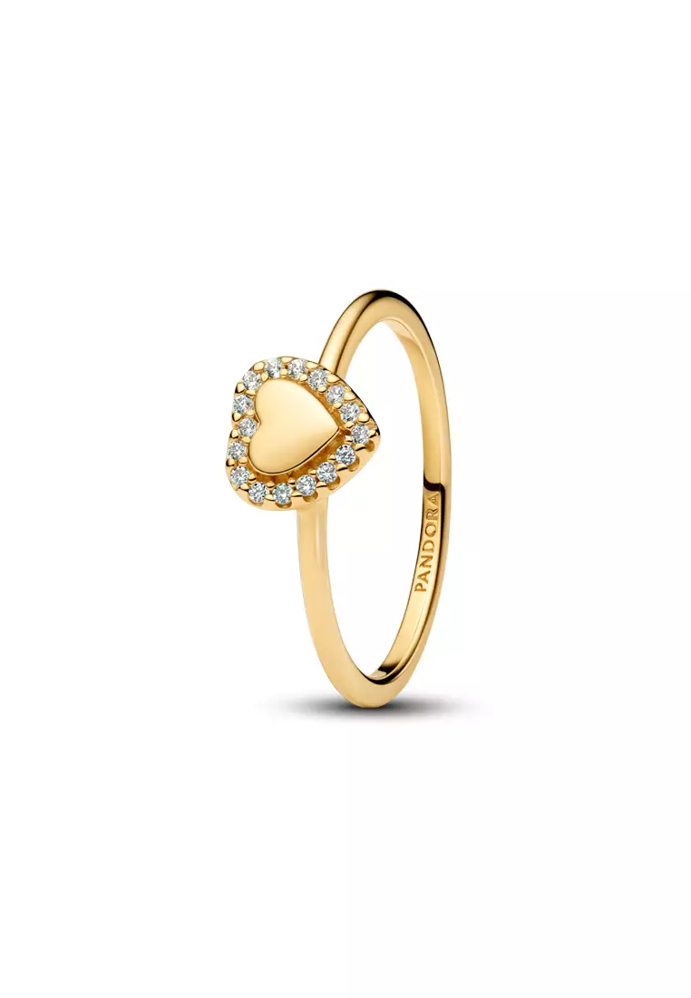Pandora 14k Gold Plated Engravable Heart Halo Ring