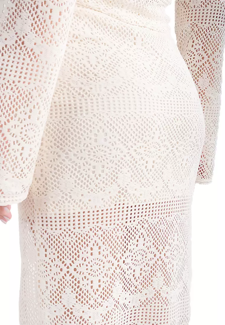 Crochet Maxi Skirt With Slit