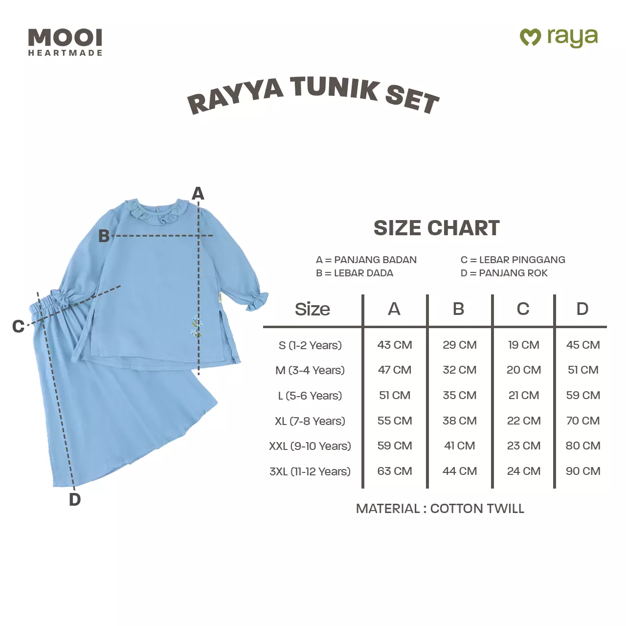 Mooi Setelan Anak Perempuan Raya Collection Rayya Tunik Set - White