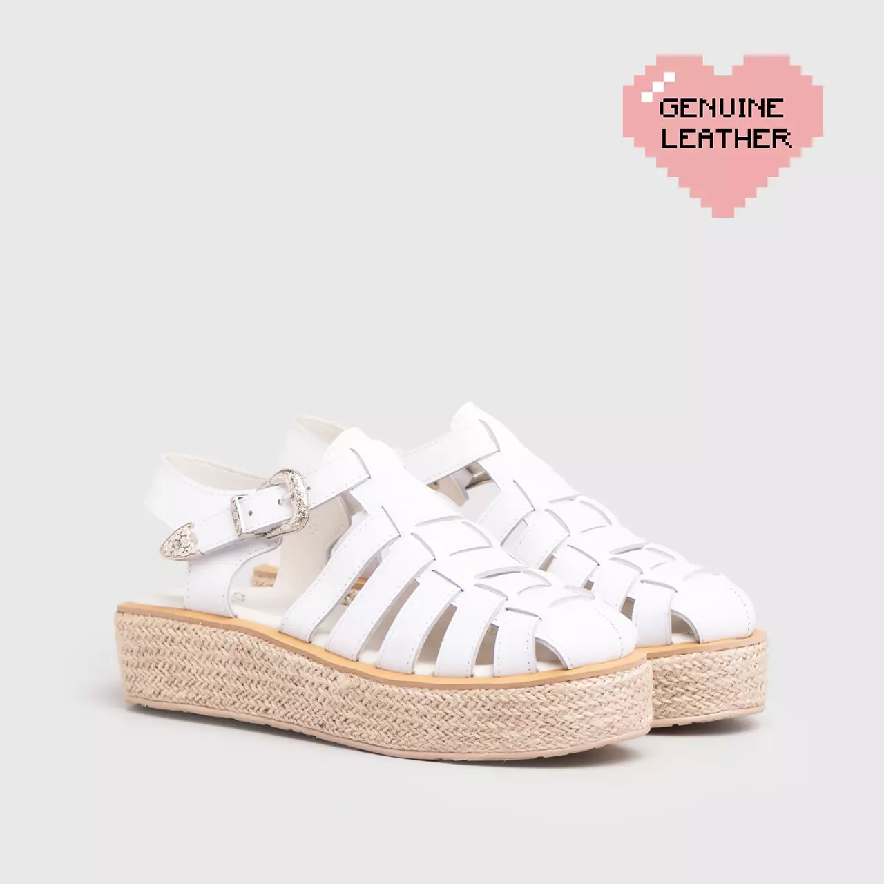 Rendeveous Platform Genuine Leather White