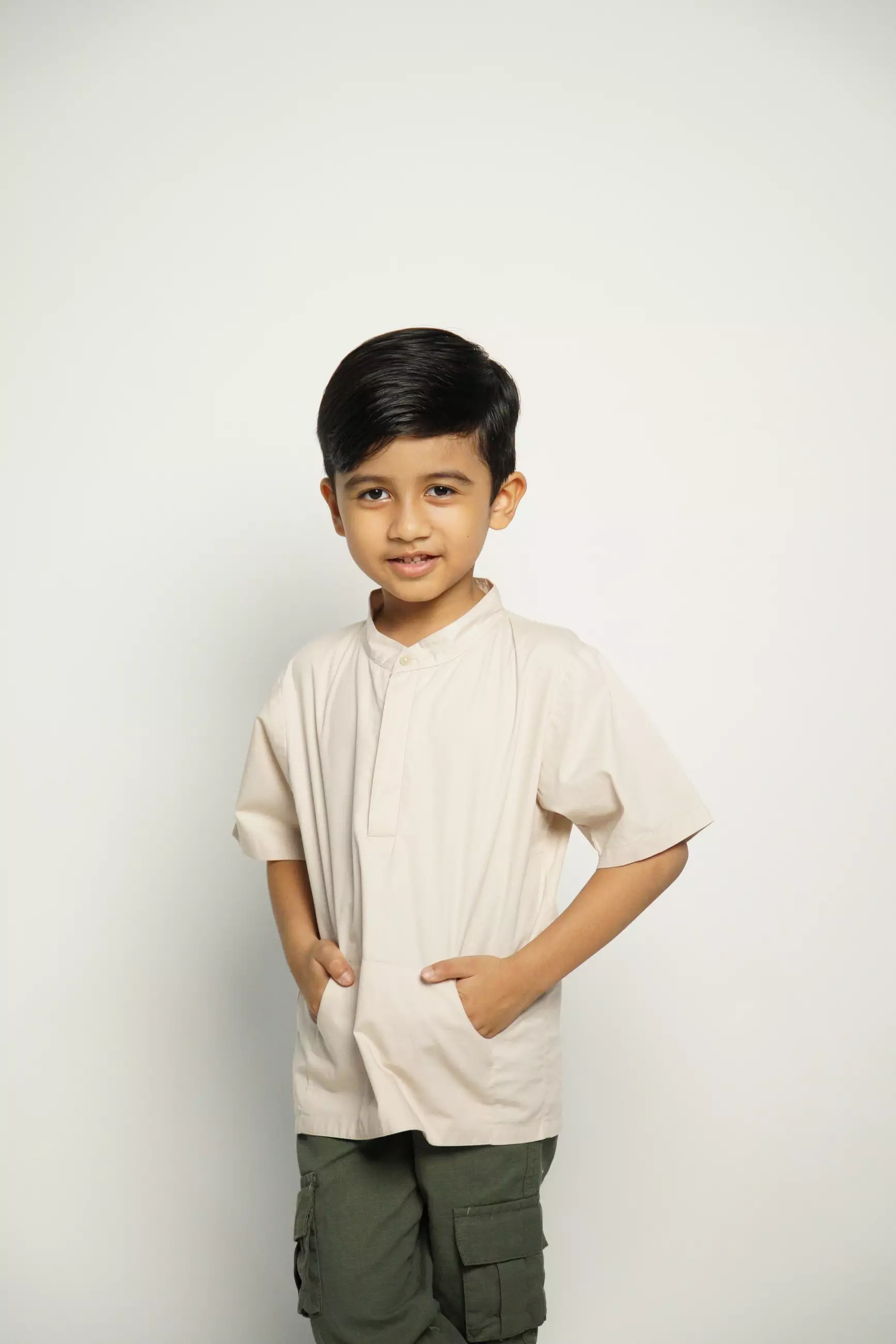 Jenahara Nasution Kangaroo Pocket Oat Koko - Baju Koko Anak Laki-laki (Coklat)