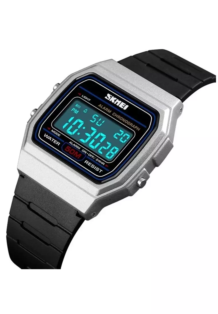 Jam Tangan Digital Elegant Pria Waterproof 50m Strap Tali Material PU RE11 ORIGINAL