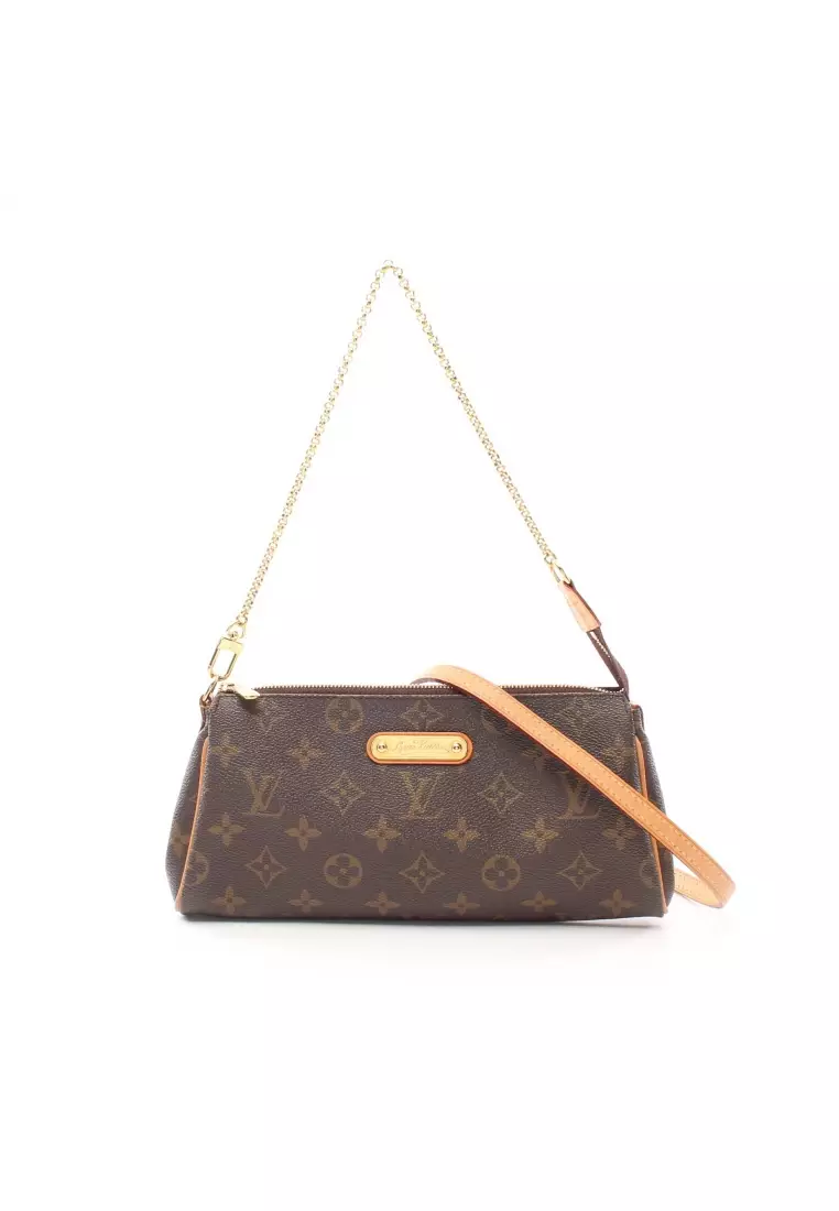 Louis Vuitton Damier Eva Purse With Gold Short Chain And Leather Crossbody  Strap