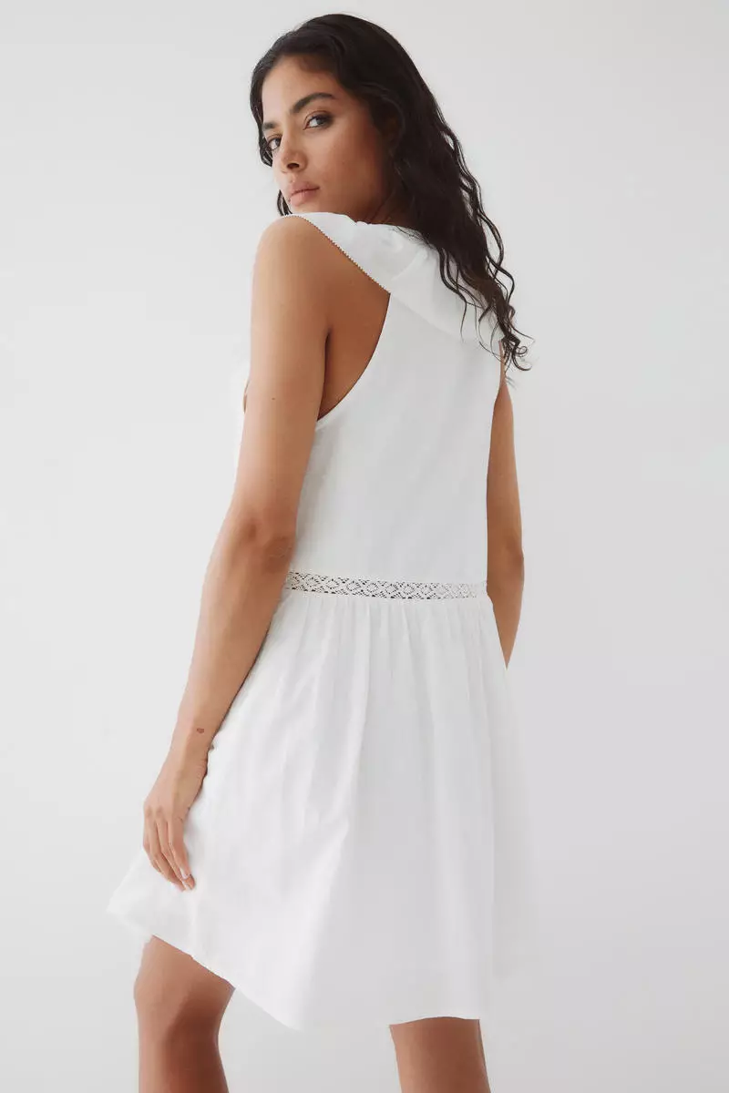 Frill-trimmed cotton dress