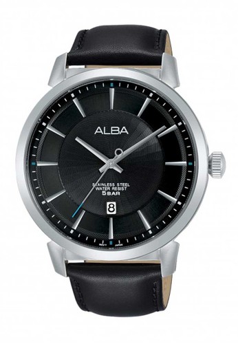Alba black ALBA Jam Tangan Pria - Black Silver - Leather Strap - AS9E69X1 82462AC27036CCGS_1