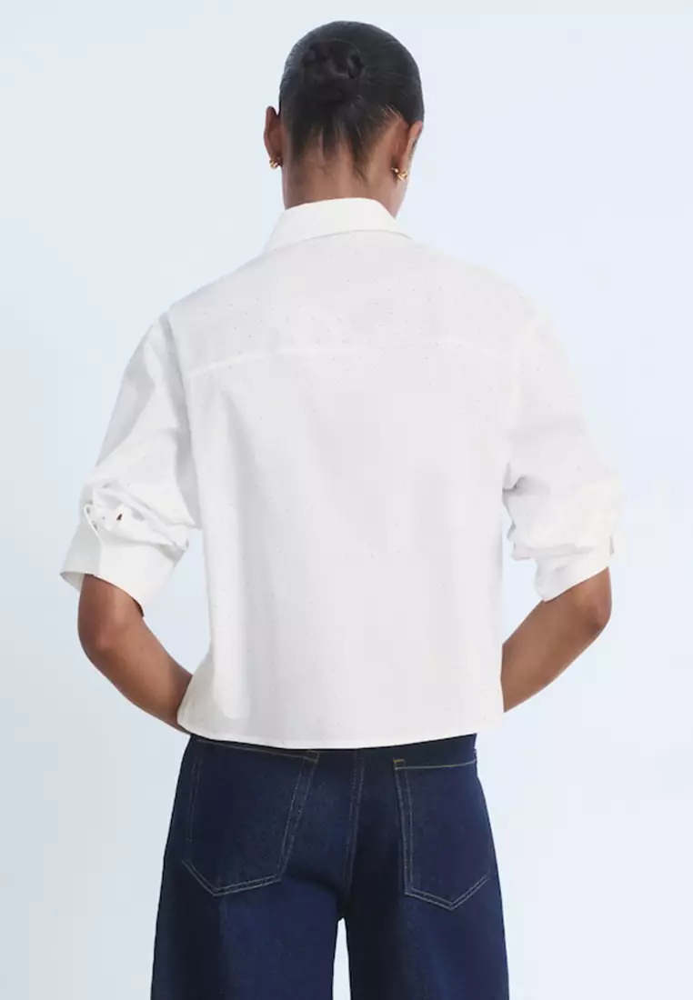 Rhinestone Cropped Shirt