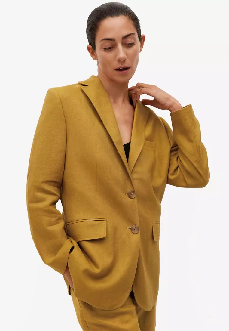 Linen best sale blazer mango