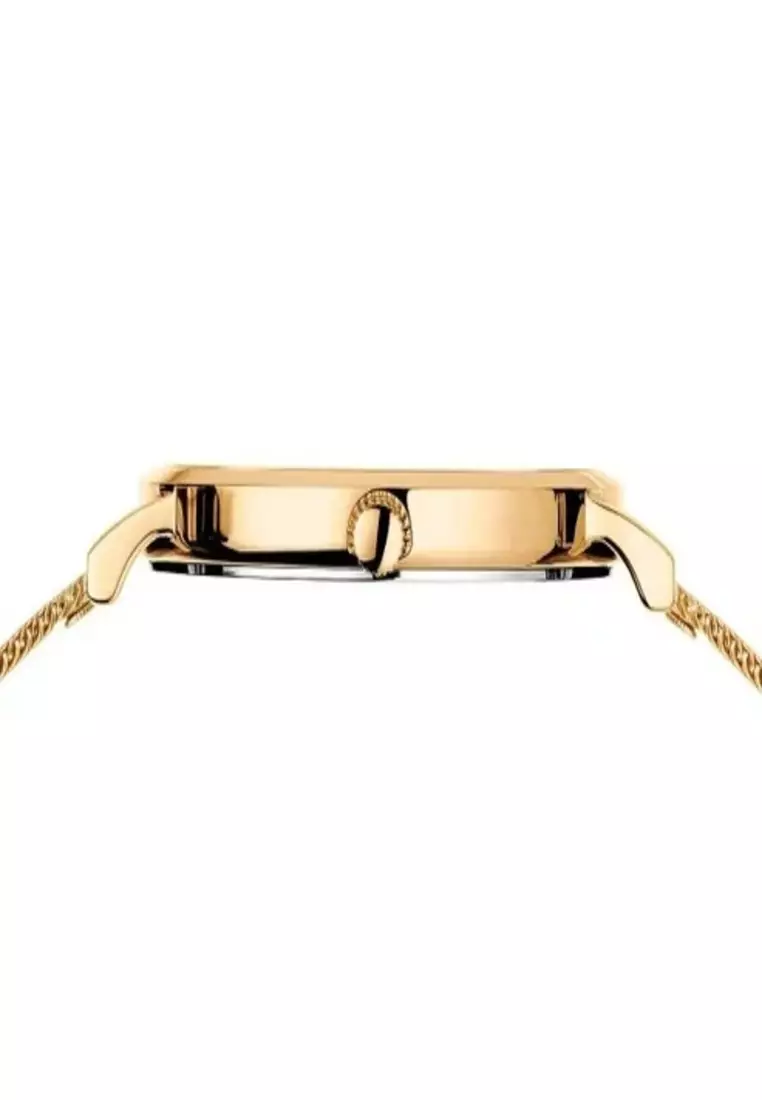 Women's Gold Steel Mesh Bracelet and White Dial Quartz Watch - 14134-331