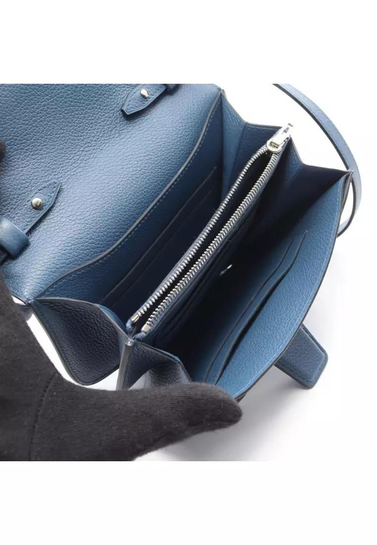 Pre-Loved Hermès mini Convoyeur Blue de Galis Shoulder bag Evercolor blue silver hardware X stamp