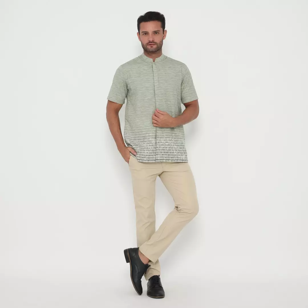 Jobb Javed Baju Koko Pria Lengan Pendek Regular Fit Olive Warna Olive