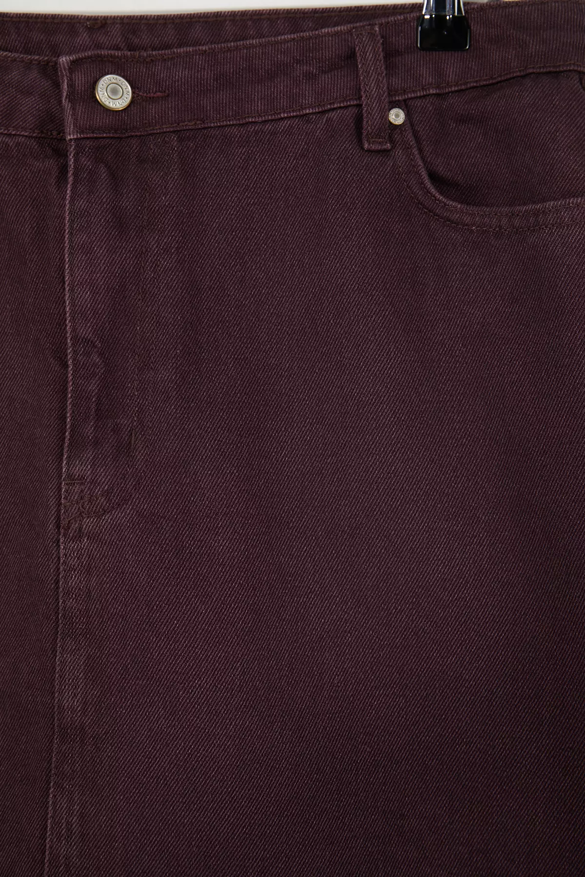 Burgundy High Waist 100% Non-Stretch Cotton A Shape Denim Skirt Tbbaw23Az00042