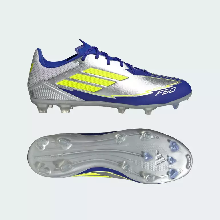 Football F50 League Messi Firm/Multi-Ground Boots Unisex Silver IH0918