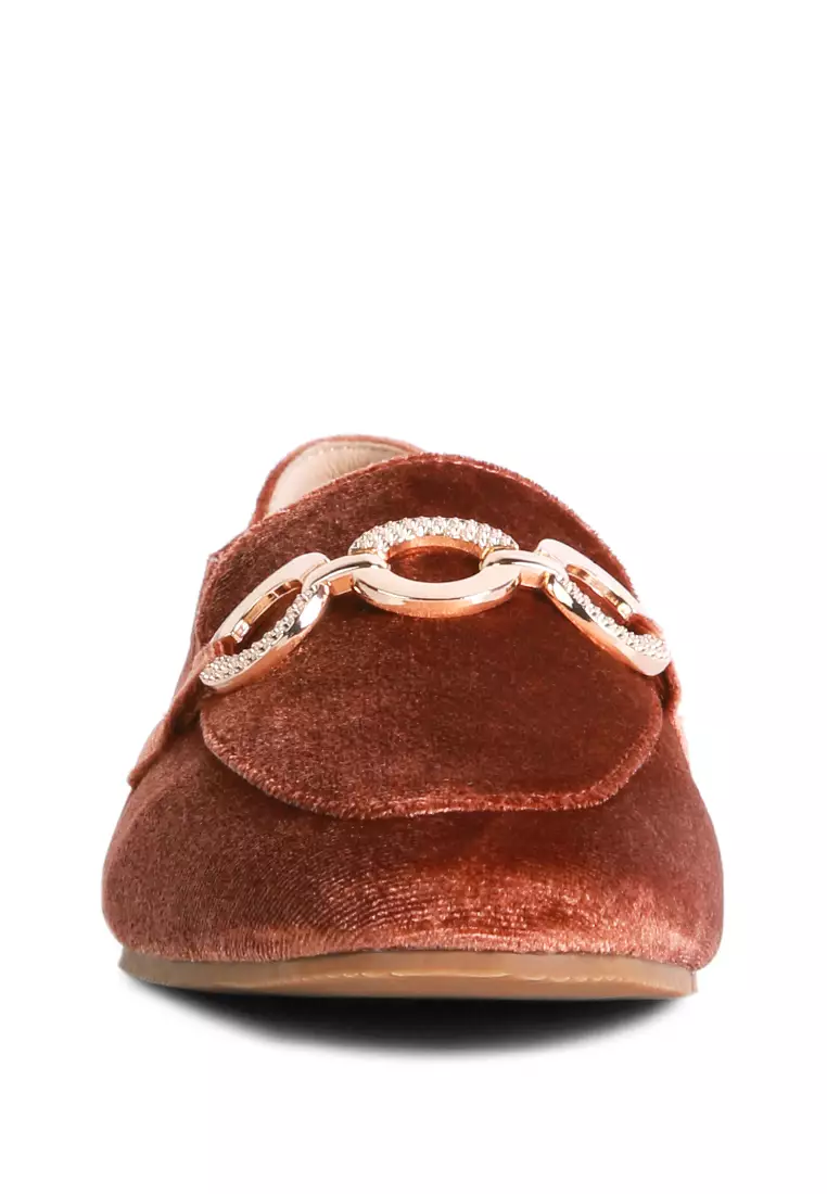 Burgundy Loafers Bertekstur Logam Bertekstur Buaya