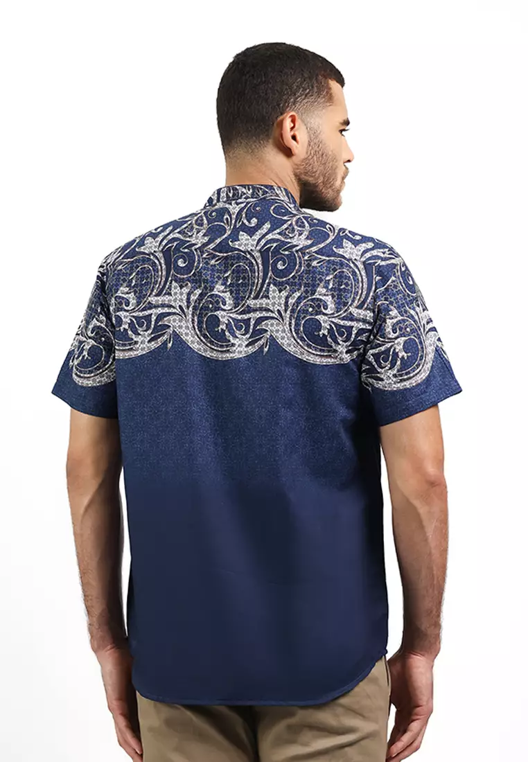 MOC Kemeja Shanghai Lengan Pendek Pria Arfan - Navy