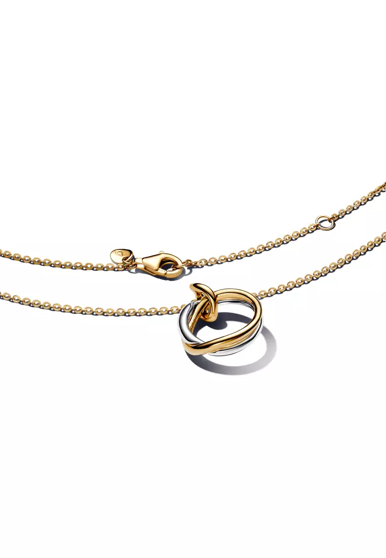Pandora Essence 14K Gold Plated Organically Shaped Two-Tone Pendant Necklace (45cm)