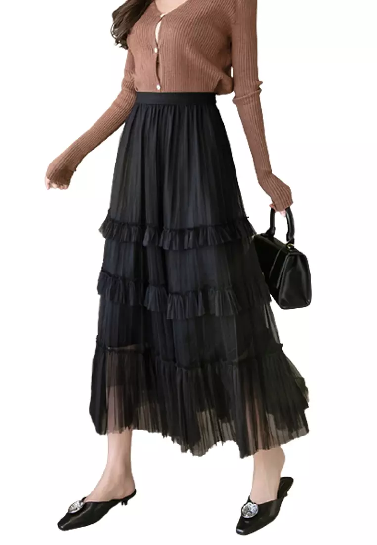 Net ruffle skirt online sale