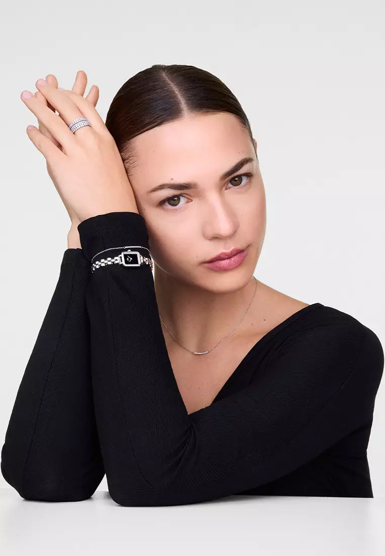 Quadro Mini Arch 3-Link Onyx Sunray Silver Women Watch stainless steel watch DW Official Authentic Original