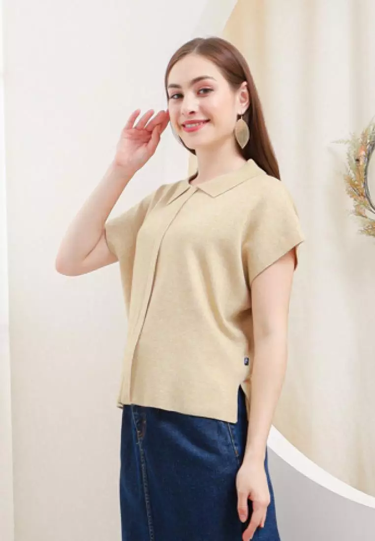 Briela Knit Blouse in Cream